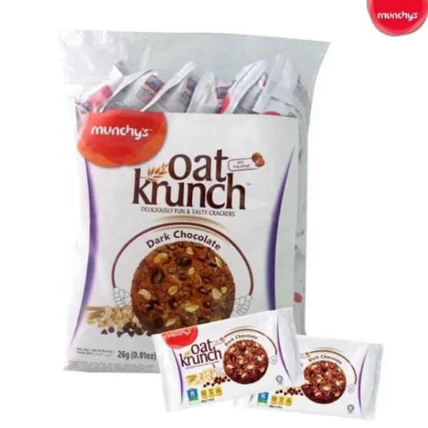 Munchy's Oat Krunch Dark Chocolate (26G X 40PKT) Healthy Individual Packing Pantry Cookies Biscuit Halal