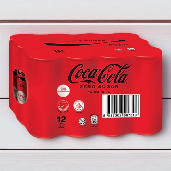 Coca Cola Zero Sugar Can 320ml 12 Pack - Zero Sugar No Calories Classic Coke Taste